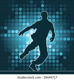 dancing silhouette, breakdance, vector illustration