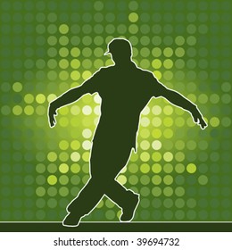 dancing silhouette, breakdance, vector illustration