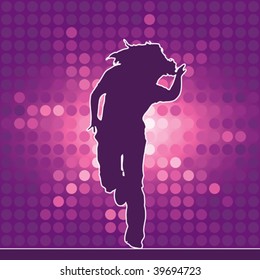 dancing silhouette, hip-hop, vector illustration