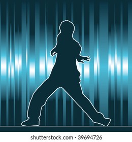 dancing silhouette, hip-hop, vector illustration