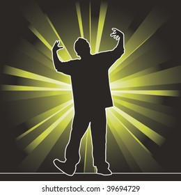 dancing silhouette, hip-hop, vector illustration