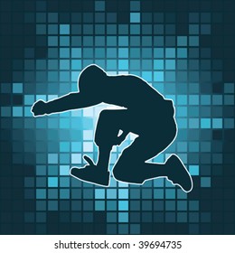 dancing silhouette, jump, vector illustration