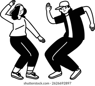 Dancing silhouette vector art illustration