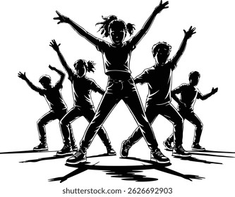 Dancing silhouette vector art illustration