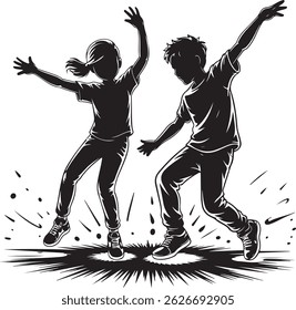Dancing silhouette vector art illustration