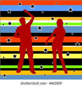 Dancing silhouettes with abstract background