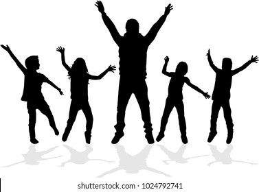 Dancing silhouettes of children.