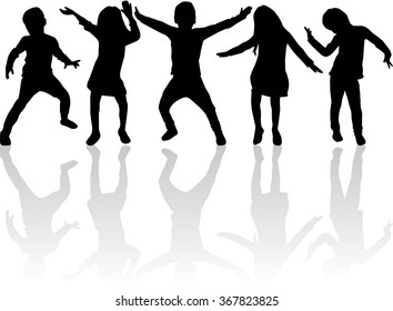 Dancing silhouettes of children.