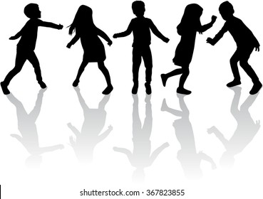 Dancing silhouettes of children.