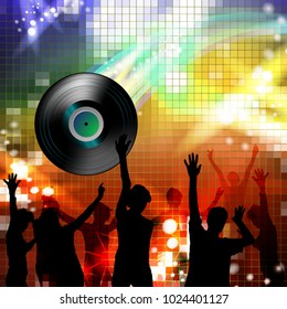 Dancing silhouettes with disco lights