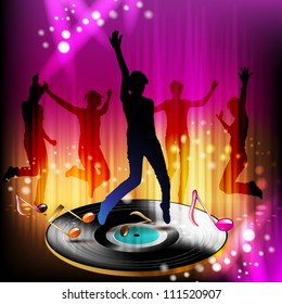 Dancing silhouettes with disco lights