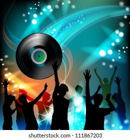 Dancing silhouettes with disco lights