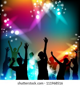 Dancing Silhouettes Disco Lights Stock Vector (Royalty Free) 111968516 ...