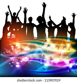 Dancing silhouettes with disco lights