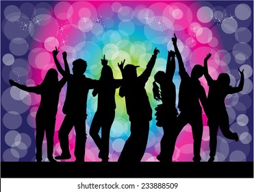 Dancing silhouettes - grunge background