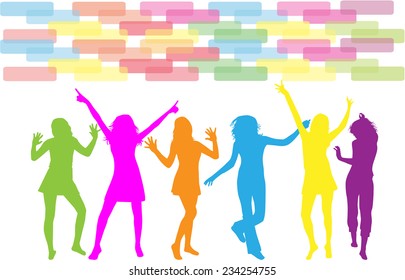 Dancing silhouettes - grunge background