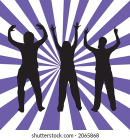 Dancing silhouettes on a retro background
