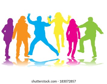Dancing silhouettes people .
