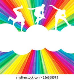 Dancing silhouettes vector background burst concept