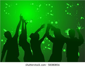 Dancing silhouettes-green background