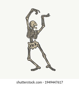 A dancing skeleton. Can be used as a sketch of a tattoo.