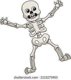 Dancing Skeleton Halloween Cartoon Colored Clipart Stock Vector ...