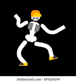 Dancing skeleton isolated. Skull dances street dances
