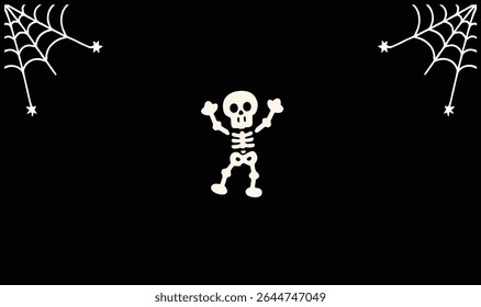 Dancing Skeleton Minimalist Halloween Vector Illustration
