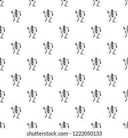 Dancing skeleton pattern seamless repeat background for any web design