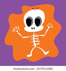 a dancing skeleton purple orange color