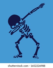 Dancing skeleton silhouette - vector illustration