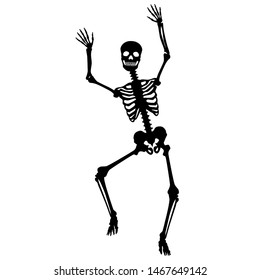 Dancing skeleton / vector, black and white, isolated