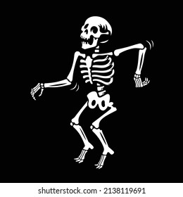 Dancing skeleton vector illustration on black background