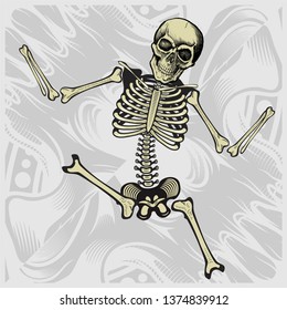 Dancing skeleton.hand drawing vector
