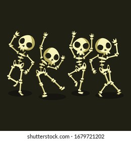 Dancing Skeletons. Different skeleton poses isolated. 