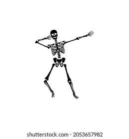 dancing skeletons isolated on a black background. Happy Halloween. Vector illustration