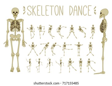 Dancing skeletons set. 