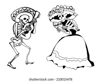 dancing skeletons. Vector illustration