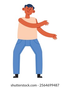 dancing smiling man isolated icon