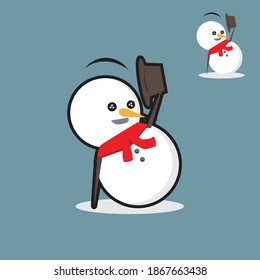 dancing snowmen, with flat illustration outline and no outline