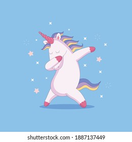 Dancing And Sparkling Cute Cartoon Unicorn