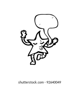 dancing star cartoon with speech bubble