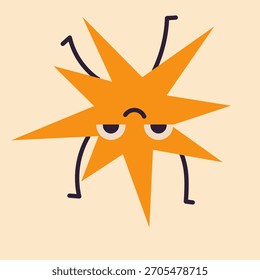 Dancing star in flat, cartoon, minimalist style. Simple hand-drawn character