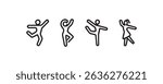 Dancing stick figures: joyful icons of movement and expression.