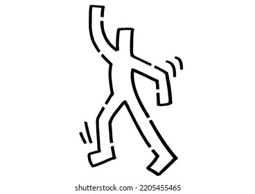 Dancing Stickmen. Hand-drawn vector data.