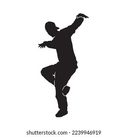 Dancing street dance silhouettes in urban style on white background  vector illustration