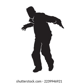 Dancing street dance silhouettes in urban style on white background  vector illustration