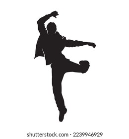 Dancing street dance silhouettes in urban style on white background  vector illustration