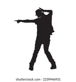 Dancing street dance silhouettes in urban style on white background  vector illustration