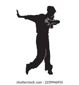 Dancing street dance silhouettes in urban style on white background  vector illustration